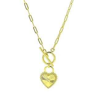 Locked Heart Gold Necklace Gold tone